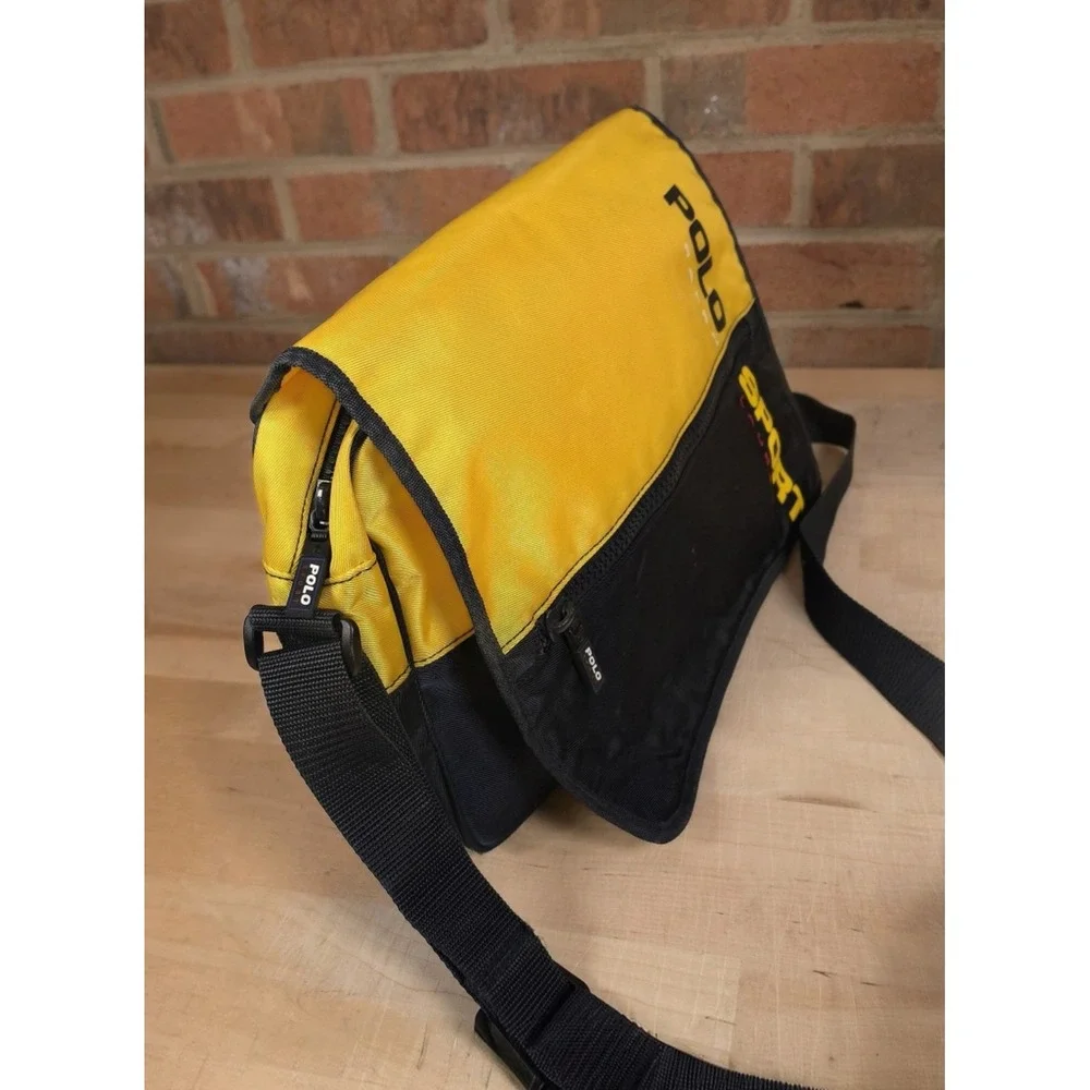Polo Sport Ralph Lauren Blue Yellow Colorblock Messenger Bag Crossbody 12 Inch